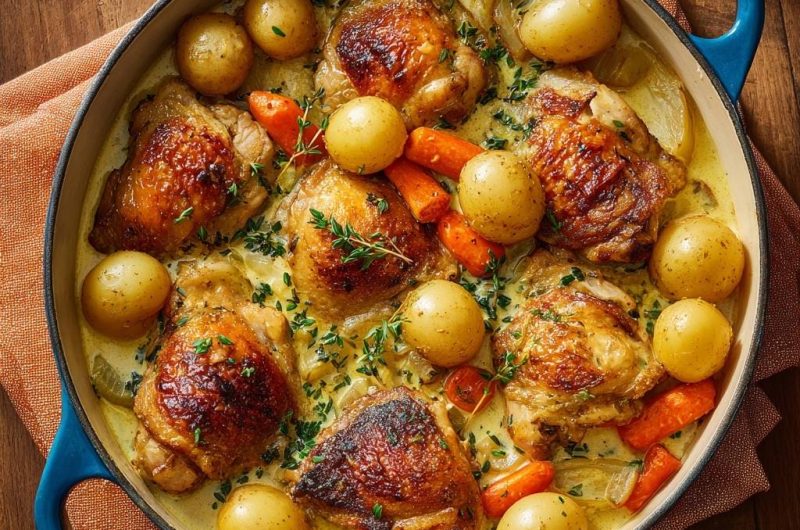 Crispy Braised Chicken Thighs