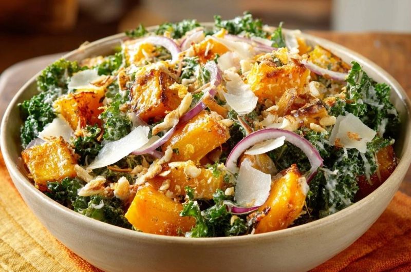 Crispy Roasted Butternut Squash Kale Salad