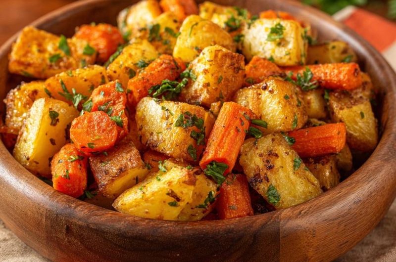 Crispy Roasted Potatoes and Carrots