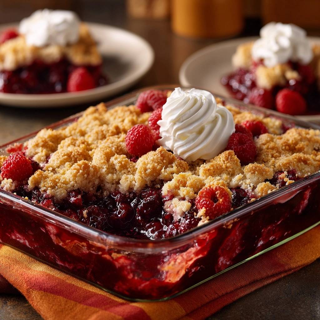 Crumbly Raspberry Golden Raspberry Crumble with Buttery Crunch