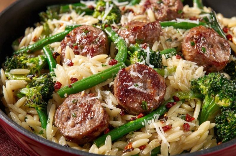 Sausage Broccoli Green Bean Orzo