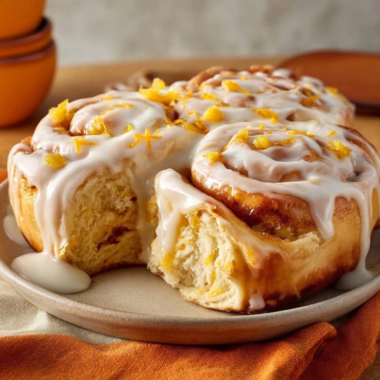 Orange peel cinnamon rolls with tangzhong for fluffy texture, showing a close-up cross-section with dripping glaze.