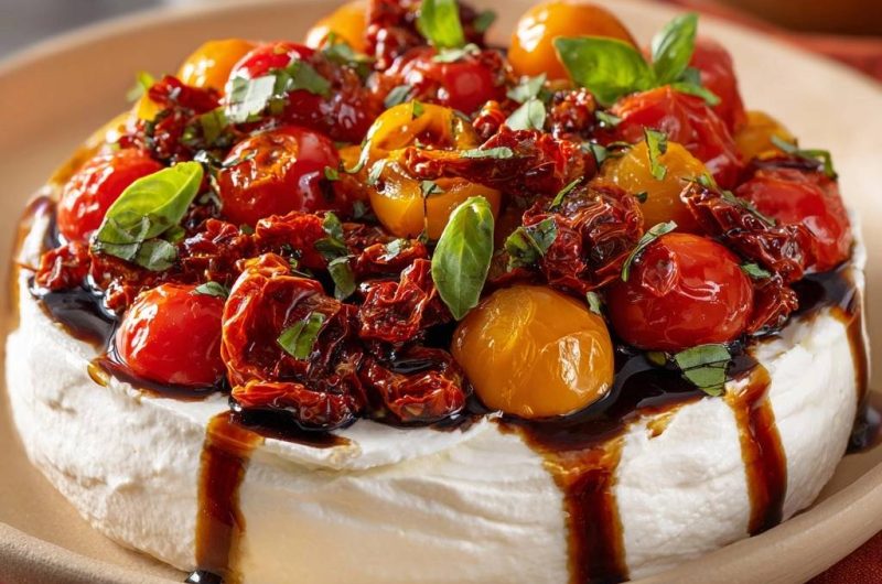 Roasted Tomato Caprese Brie