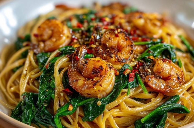 Spicy Garlic Shrimp Linguine