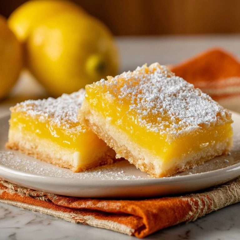 Classic zesty lemon bars with a crisp shortbread base dusted with powdered sugar, shown in a close-up cross-section.