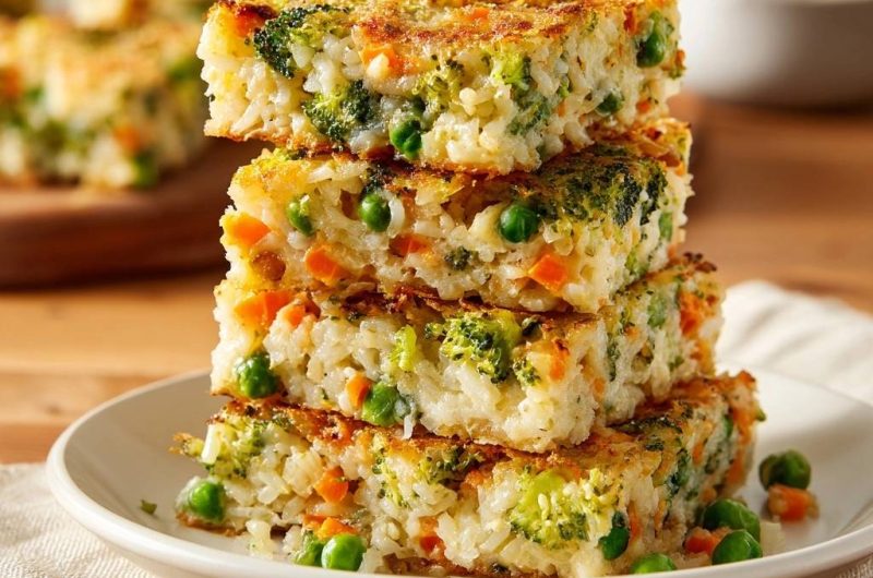 Cheesy Broccoli Rice Squares