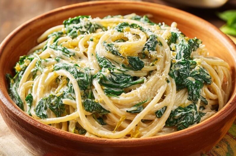Creamy Lemon Spinach Spaghetti
