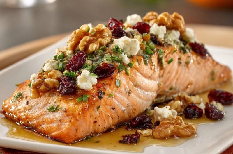Honey Glazed Walnut and Cranberry Salmon