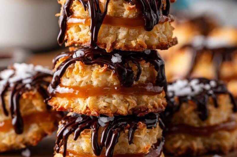Salted Caramel Coconut Macaroon Sandwiches