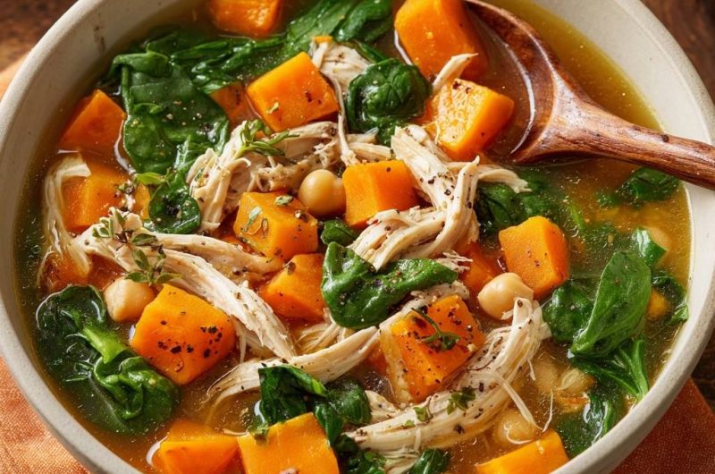Shredded Chicken and Sweet Potato Soup