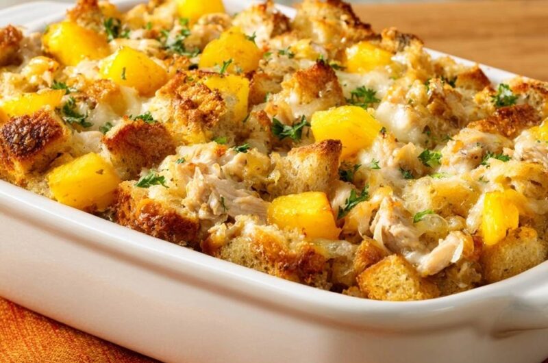 Tropical Chicken Bread Pudding