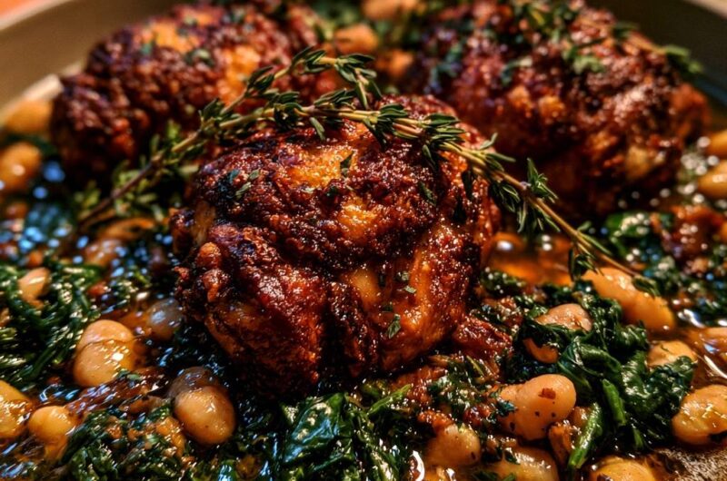 Braised Garlic Herb Chicken Thighs