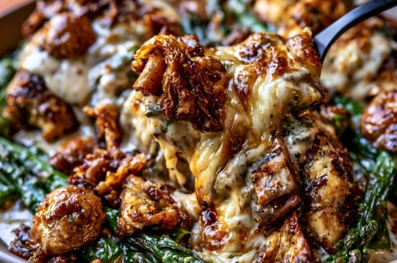 Cheesy Garlic Butter Chicken and Asparagus