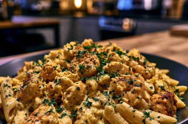 Creamy Cajun Shrimp and Chicken Penne