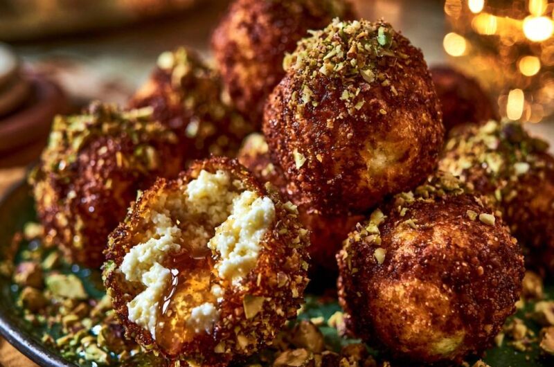 Crispy Honey Pistachio Goat Cheese Balls