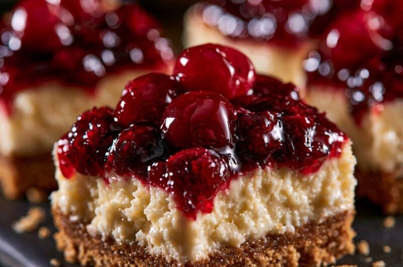 Glazed Cherry Cheesecake Bars
