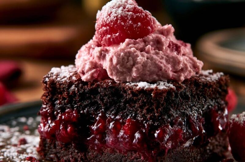 Raspberry Jam Filled Brownies