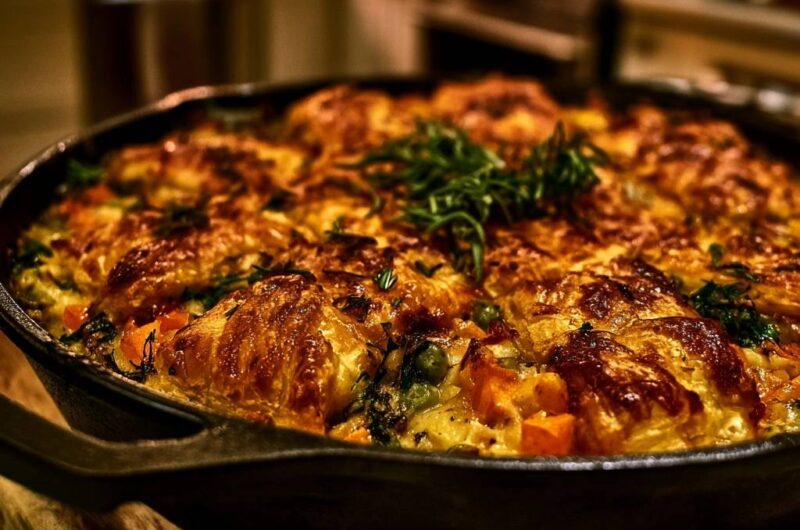 Skillet Chicken Pot Pie with Puff Pastry