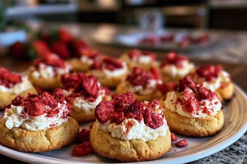 Strawberry Cream Shortcake Cookies