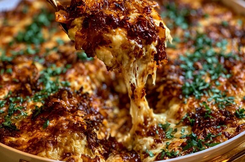 French Onion Cheesy Potato Bake