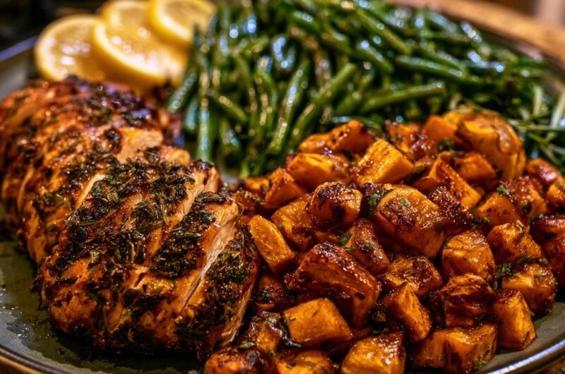 Herb-Crusted Roasted Chicken and Sweet Potato Sheet Pan
