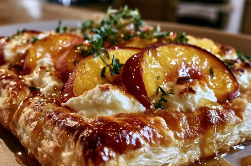 Honey Roasted Peach and Ricotta Tart