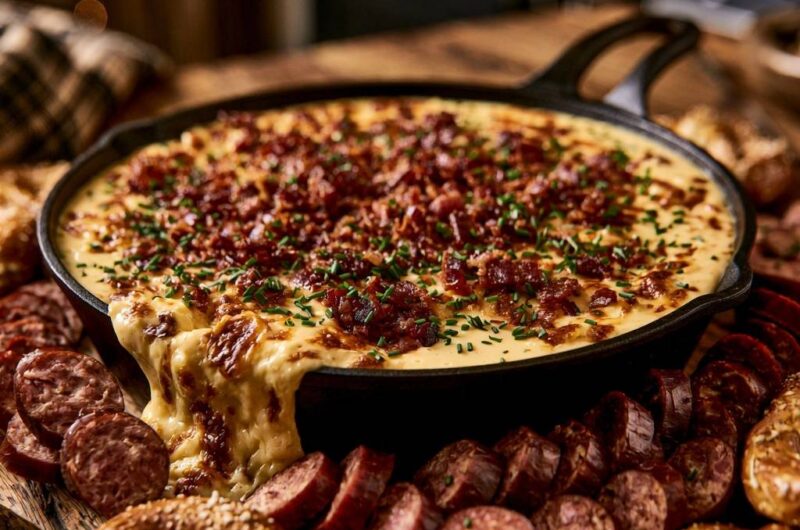 Loaded Skillet Cheddar Cheese Dip