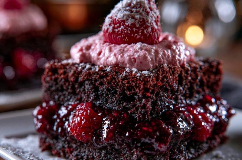 Raspberry Chocolate Fudge Cake