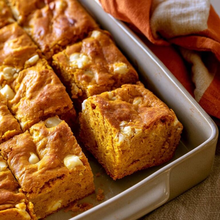 Pumpkin Blondies with White Chocolate Chips